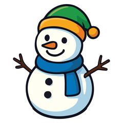 Snowman in watercolor drawing style