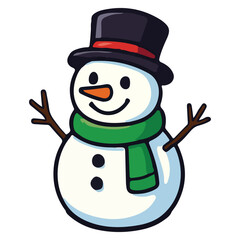 Snowman in watercolor drawing style