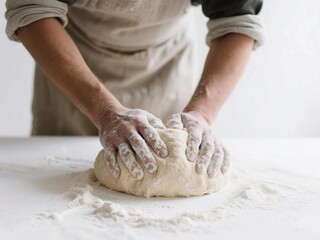 woman kneading dough