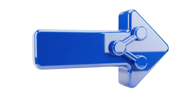 Glossy Blue Arrow with Connected Circular Elements.