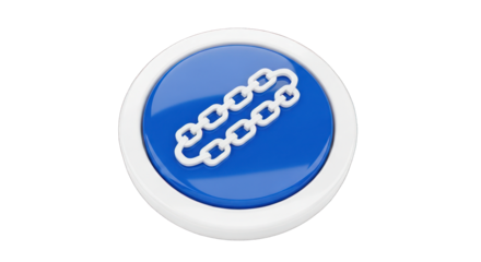Blue Button with White Chain Link Icon Connection Symbol.