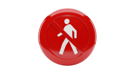 Red No Entry Sign with White Figure and Bar.