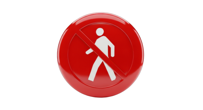 Red No Entry Sign with White Figure and Bar.