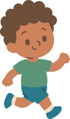 Kindergarten Boy with Curly Hair Running During