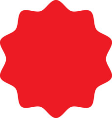 Starburst sticker icon. Red starburst label shape for promo, sale, price offer badge isolated on transparent background. Special offer price tag, promotional label vector illustration.