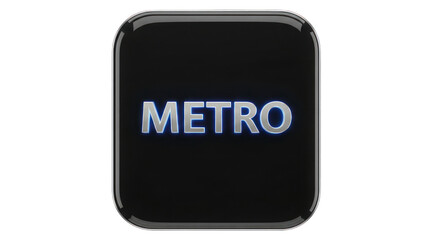 Glossy Black Metro App Icon with Text.