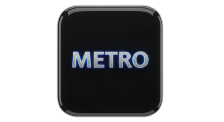 Glossy Black Metro App Icon with Text.