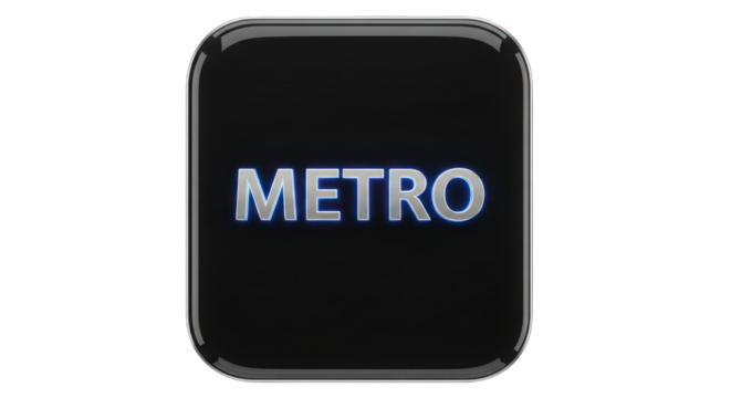 Glossy Black Metro App Icon with Text.
