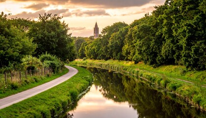 Canal path at sunset