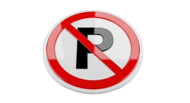 Red and White No Parking Sign Isolated.