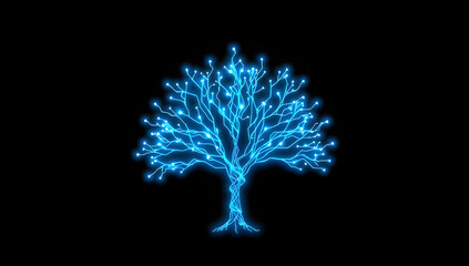 Glowing Blue Tree An Ethereal Symbol of Growth and Connection
