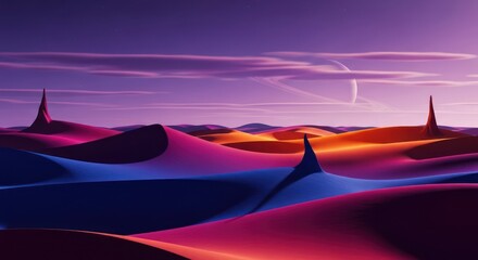 Surreal chromatic dunes under a violet nebula twilight revealing otherworldly topography