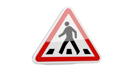 Red Triangular Pedestrian Crossing Sign with Symbol.