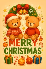 Fototapeta premium Joyful Merry Christmas Image with Happy Children