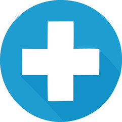 Obraz premium Modern medical cross icon inside a blue circle representing healthcare and emergency services