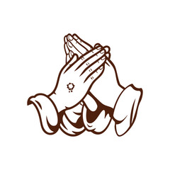 Folded Hands Vector Illustration With A Brown Color Isolated On A White Background Symbolizing Faith Spirituality And Religious Devotion