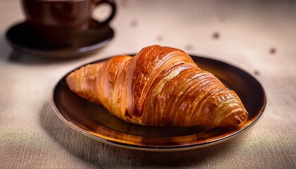 A Croissant Paired With A Cup Of A Coffee On A Cozy Table National Croissant Day