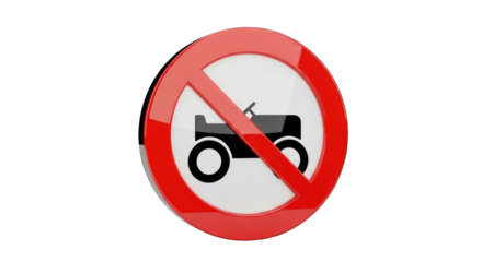 No Tractor Sign: Red Circle with Symbol.