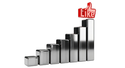 Rising Social Media Likes Graph with Thumbs Up.