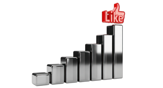 Rising Social Media Likes Graph with Thumbs Up.