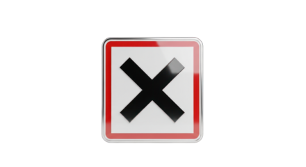 Harmful Irritant Symbol: Black Cross on White Square Sign.