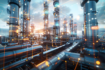 現代的な産業プラントを上空から見たクローズアップ