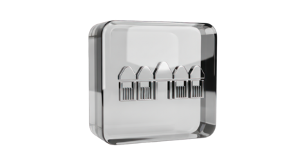 Glass Icon of Row of Small Buildings.