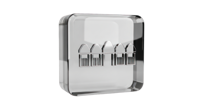 Glass Icon of Row of Small Buildings.