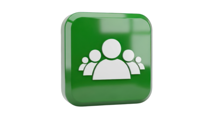Green Button with White People Icon Teamwork Symbol.