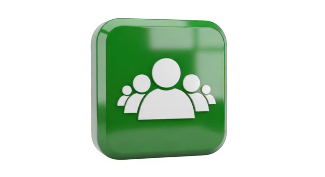 Green Button with White People Icon Teamwork Symbol.