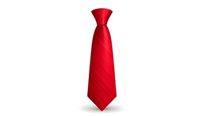 A vibrant, red necktie, meticulously illustrated, stands out against a pure white background, showcasing a textured, satin-like finish.