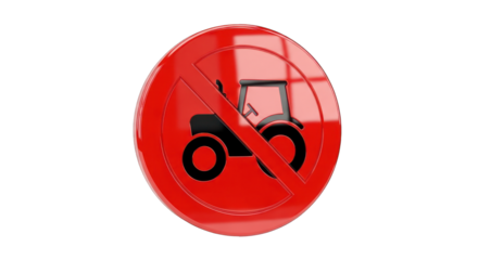 No Tractors Allowed: Red Prohibition Sign with Tractor.
