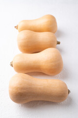 Fresh butternut squash pumpkin on white background, Vegetable in Autumn season, Food ingredient