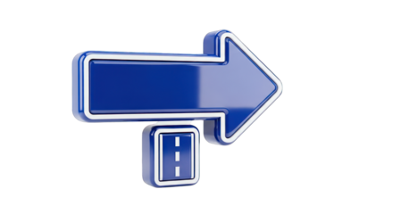 Blue Road Sign with Arrow Pointing Right Directional Guidance.