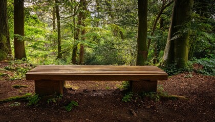 A Rustic Wooden Bench In A Forest Surrounded By Trees And Foliage Earthy Tones Organic Surroundings Rustic