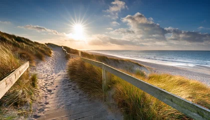 Wanddecoratie Noordzee Sunshine Over Path To Beach In North Sea  © Kayli