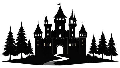 Obraz premium Silhouette of a fairytale castle