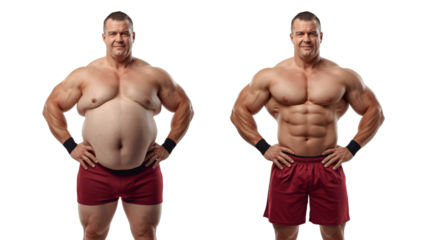 Transformation of the Human Body Demonstrating the Benefits of Weight Loss and Fitness on a