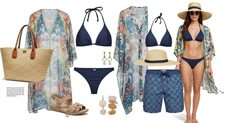Summer Fashion Collage: Beachwear, Accessories, and Stylish Outfit Ideas.