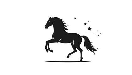 Silhouette of a galloping horse with stars