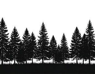 Silhouette of a forest of trees