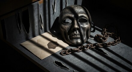 Mask and Chain on Fabric with Envelope
