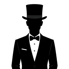 Silhouette of a man in a top hat and tuxedo