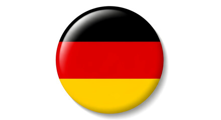 A vibrant, three-dimensional button showcasing the black, red, and gold stripes of the German flag.
