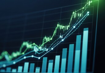 Financial chart with increasing profits showing positive development trend
