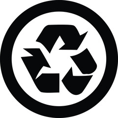 Circular recycling symbol icon black and white eco-friendly sustainable waste management environment conservation