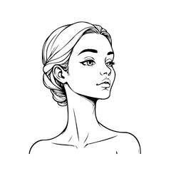 Elegant portrait showcases refined simplicity with graceful linework capturing essence of feminine