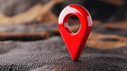 Bright Red Location Pin on Textured Background for Navigation Themes