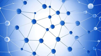 Abstract Network Structure with Blue Nodes and Connecting Lines