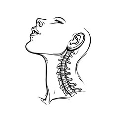 Ethereal woman gazing upwards showcasing the spine as an artistic expression of anatomy beauty and